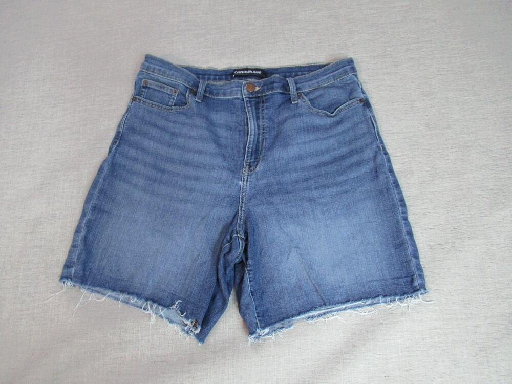 Calvin Klein Jeans Shorts Womens Size 12 Blue Denim Cowgirl Cut Off Ranch Grunge